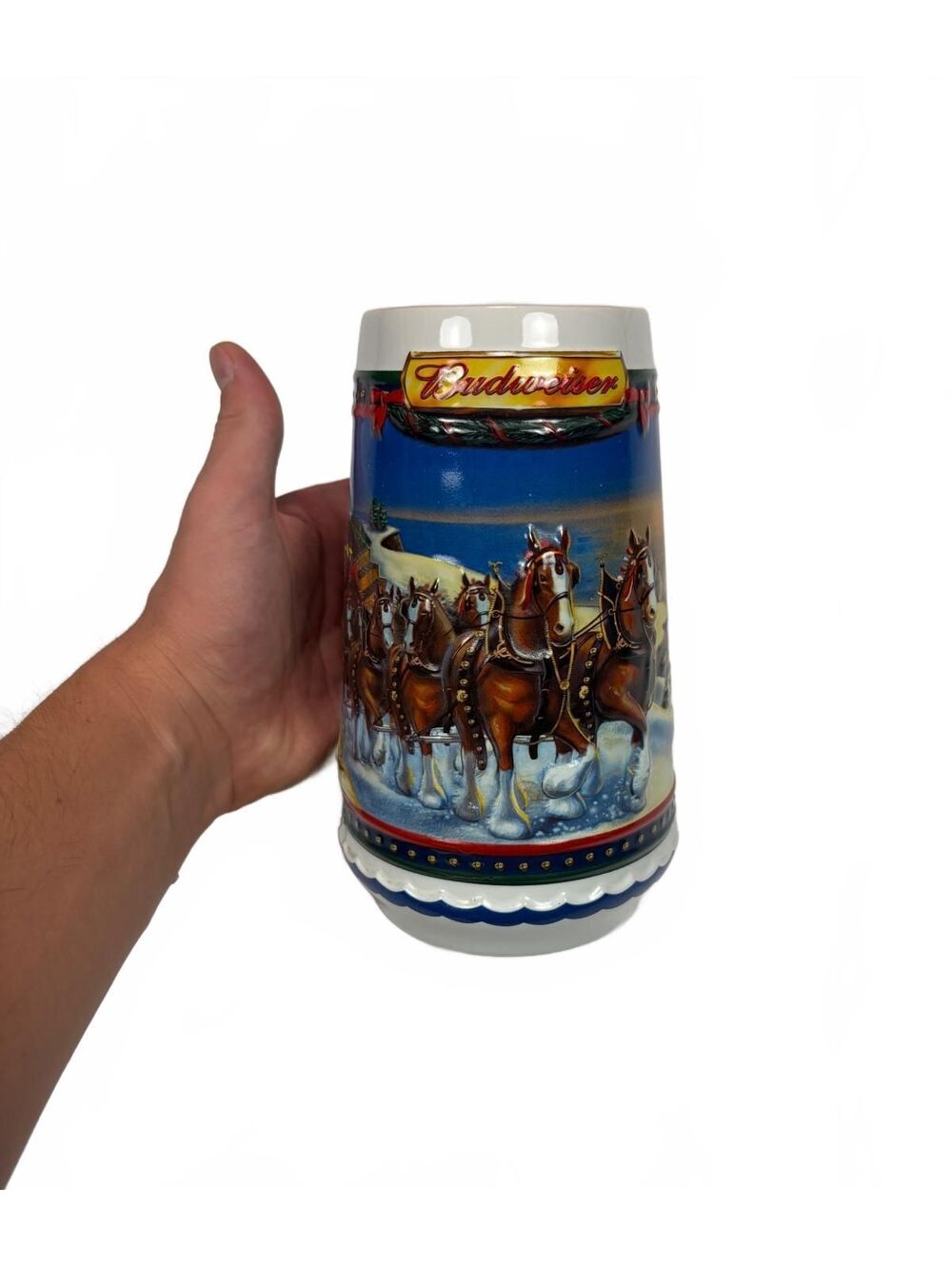 Vintage Budweiser 2002 Guiding the Way Home Holiday Beer Stein CS529 Clydesdales